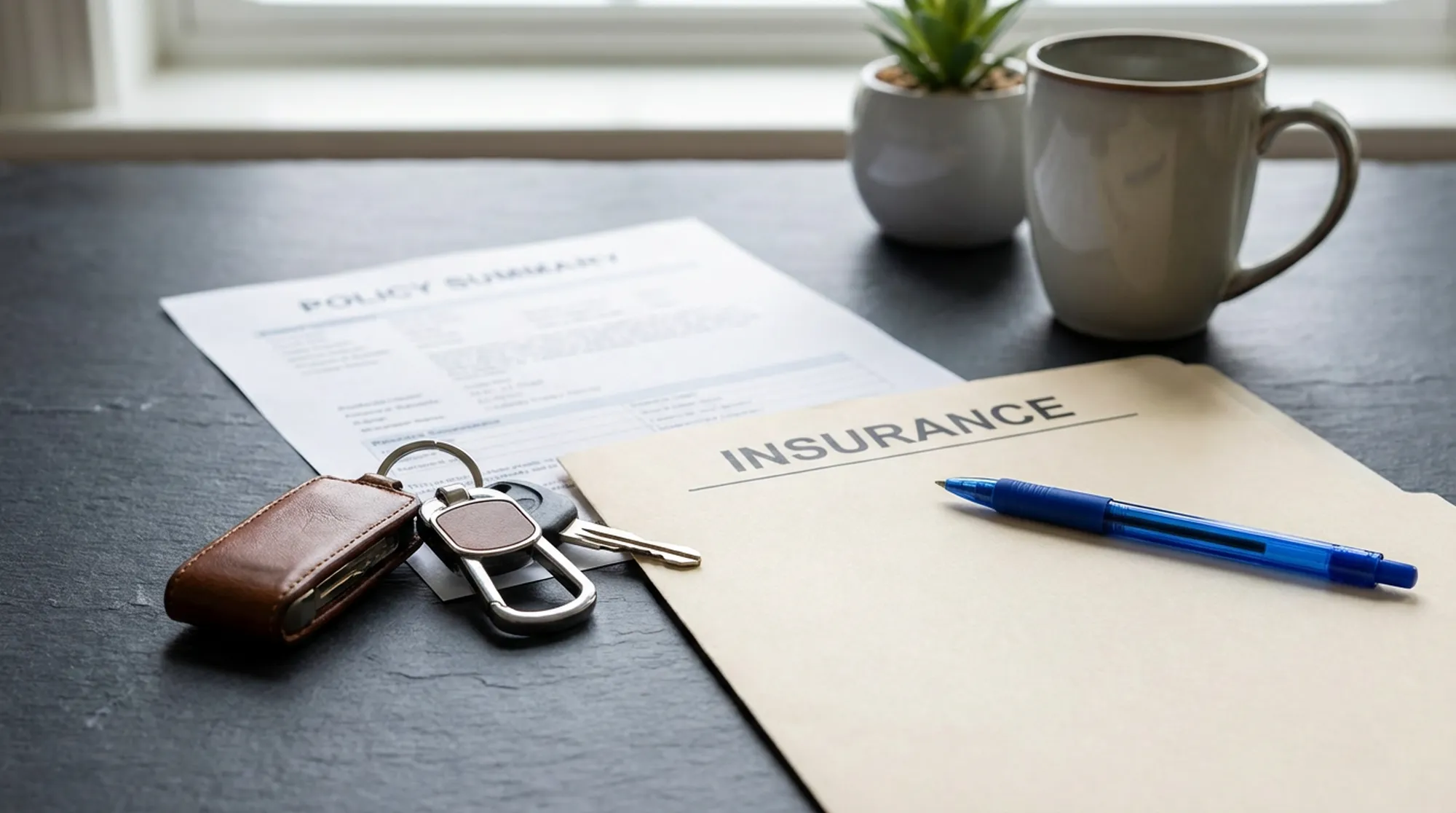Planowanie: dokumenty ubezpieczeniowe na biurku