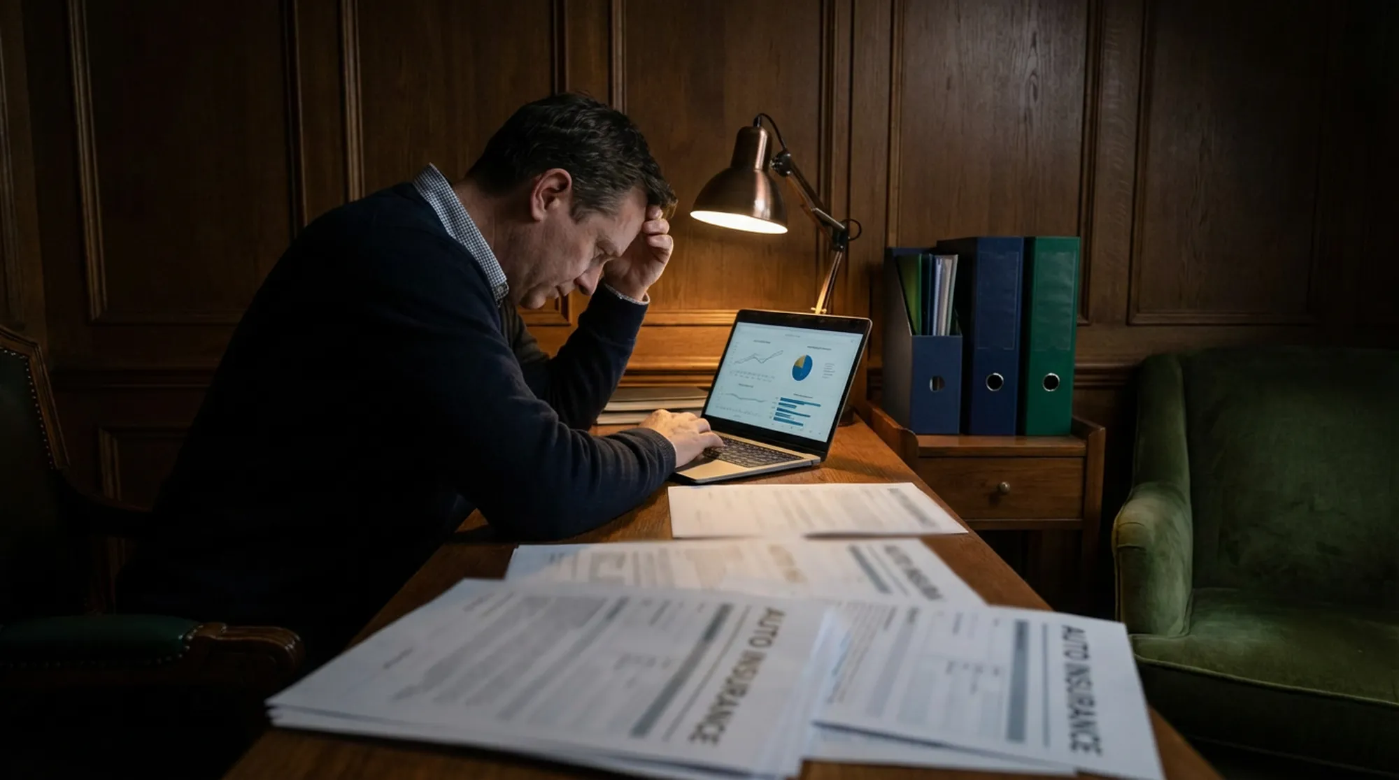 Scena konsultacji informacyjnej przy materiałach o ubezpieczeniach komunikacyjnych